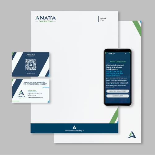 Refonte globale de l'identité visuelle et de la papeterie institutionnelle pour le cabinet Anata Consulting
