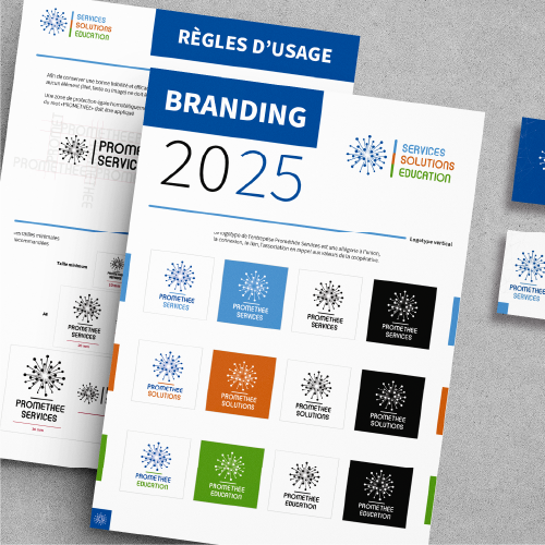 Structuration et mise en page de supports de communication institutionnelle pour Promethee Services