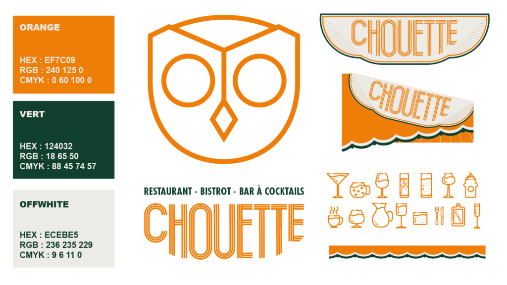 Conception du logotype et des éléments graphiques forts pour identifier le lieu